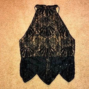 Cache Beaded Halter Top
